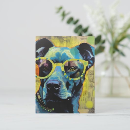 Le mignon chien en lunettes carte postale (Debout devant)