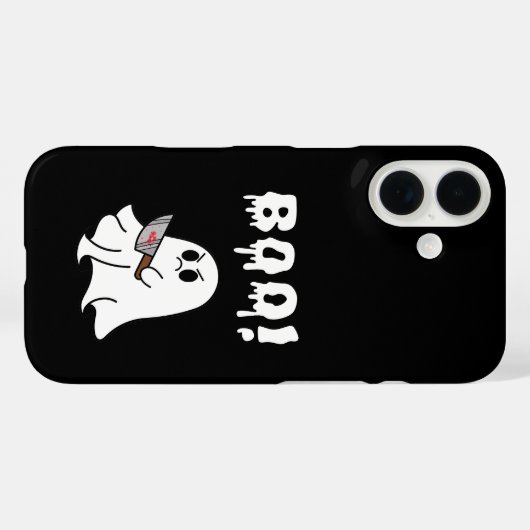 Le mignon fantôme "Boo !" Coque iphone d'Halloween (Verso (horizontal))