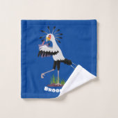 Le mignon secrétaire oiseau écrire des notes dessi (Gant de toilette)