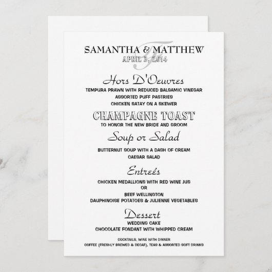 Le modèle de menu PERSONNALISENT (Devant / Derrière)