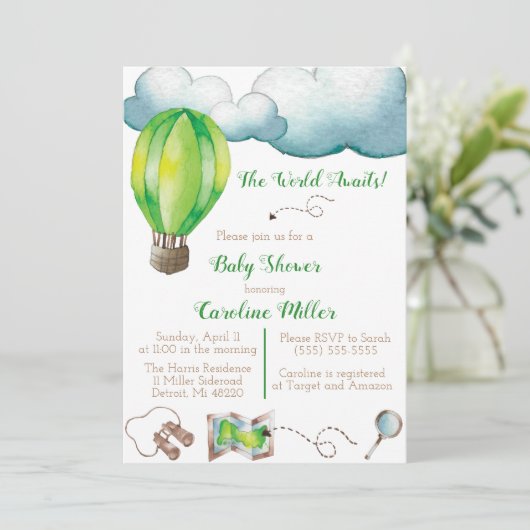 Le monde attend ! Invitation baby shower (Debout devant)