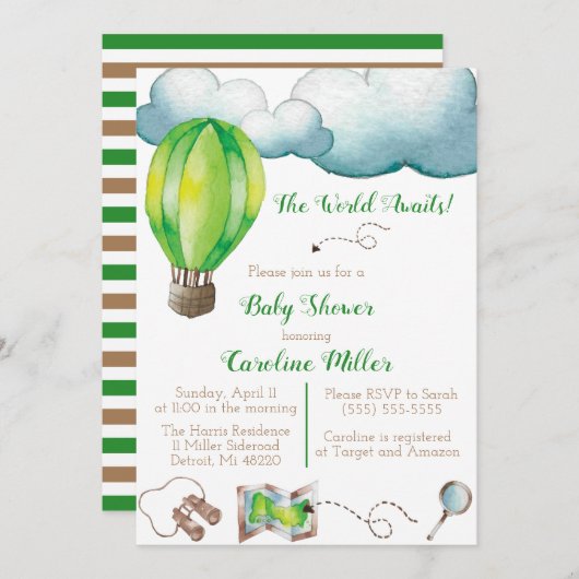 Le monde attend ! Invitation baby shower (Devant / Derrière)