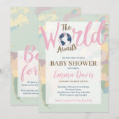 Le monde attend une invitation Baby shower (Devant / Derrière)
