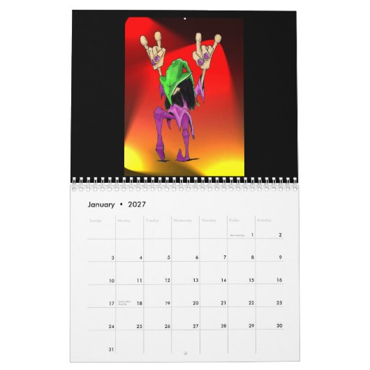 Le monde tordu conçoit le calendrier 2008 (Jan 2027)