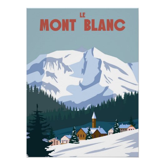 Le Mont Blanc Rétro à poster de la station de ski (Devant)