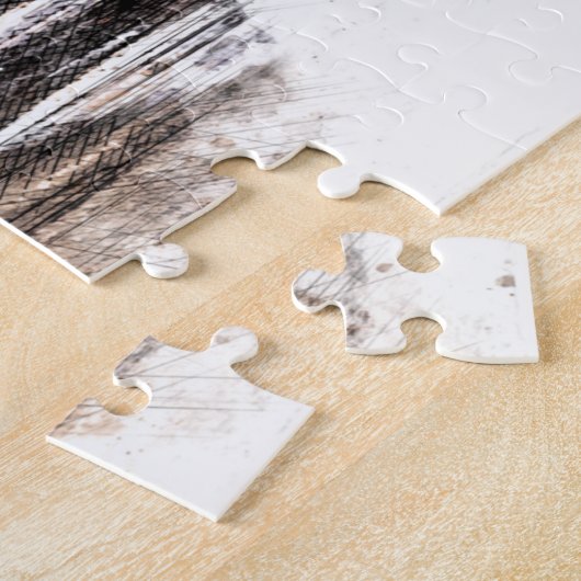 Le Mont Saint Michel in Normandy, Frankrijk. Legpuzzel (Zijkant)