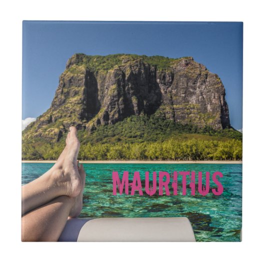 Le Morne Brabant Mauritius uitzicht van boot op ze Tegeltje (Voorkant)