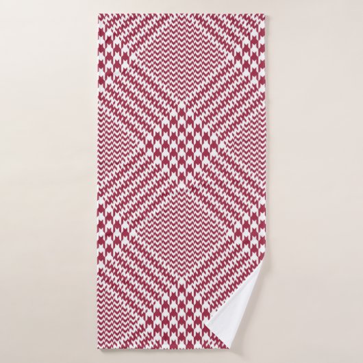 Le motif plaid en verre brillant en rouge et blanc (Serviette de bain)
