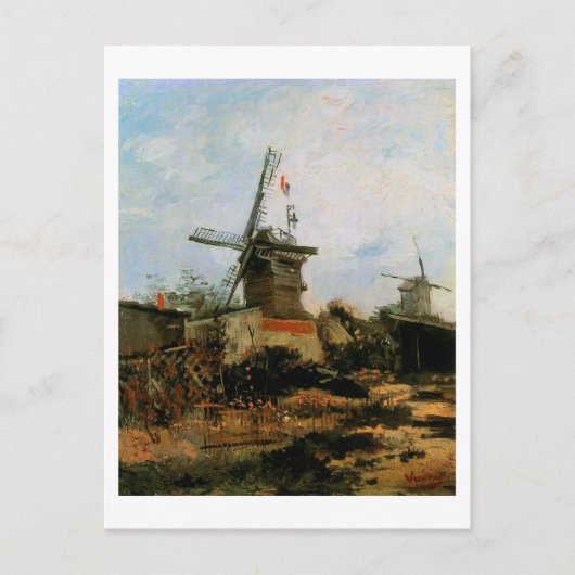 Le Moulin de Blute-Fin, Vincent van Gogh Briefkaart (Voorkant)