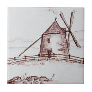 Le Moulin de Moidrey Windmill   Pontorson Tegeltje