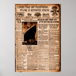 Le naufrage du Titanic rapporté Affiche maritime v