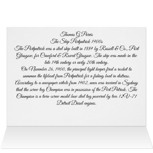 Le navire Portpatrick 1900 (Intérieur Horizontal (Haut))