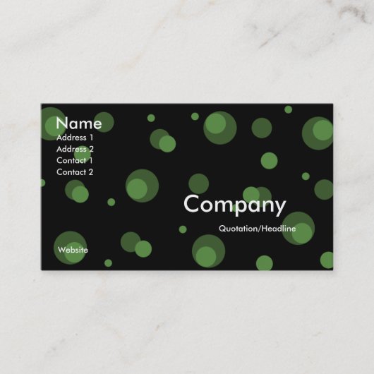 Le noir avec le vert pointille le carte de visite (Devant)
