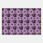 Le Noir Cat Papier d'enveloppement Plat Set de 3 (Devant 3)
