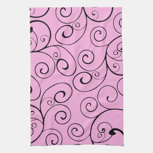 Le noir rose tourbillonne serviette de tissu de (Vertical)