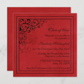 Le noir rouge tourbillonne faire-part de fête de (Devant / Derrière)