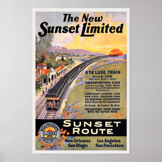 Le nouveau Poster vintage Sunset Limited 1924 (Devant)