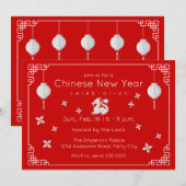 Le Nouvel An Chinois Origami Dragon, Invitation ro (Devant / Derrière)