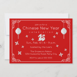 Le Nouvel An Chinois Origami Dragon, Invitation ro