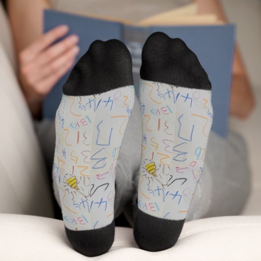 Le numéro de mon fils dessiné à la main chaussette (Fond)