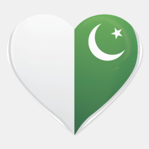 Le Pakistan aime drapeau orgueil autocollant coeur