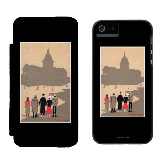 Le Pantheon Art Deco SceneParis, Frankrijk Incipio iPhone Portemonnee Hoesje (Naast elkaar)
