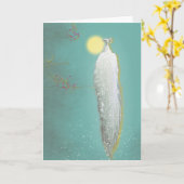 Le paon blanc ~ Carte de voeux (Fleur jaune)