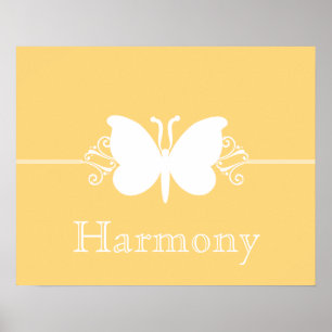 Le papillon jaune mou tourbillonne affiche de vert