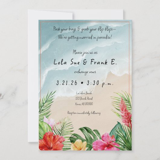 Le paradis fleurit les invitations de mariage (Devant)