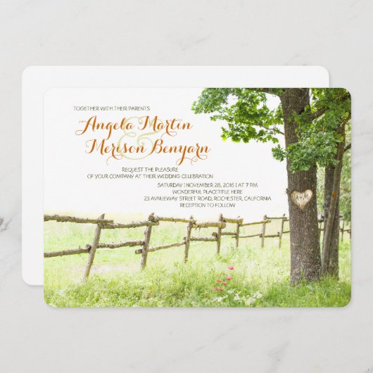 Le pays rustique aime les invitations de mariage d (Devant / Derrière)