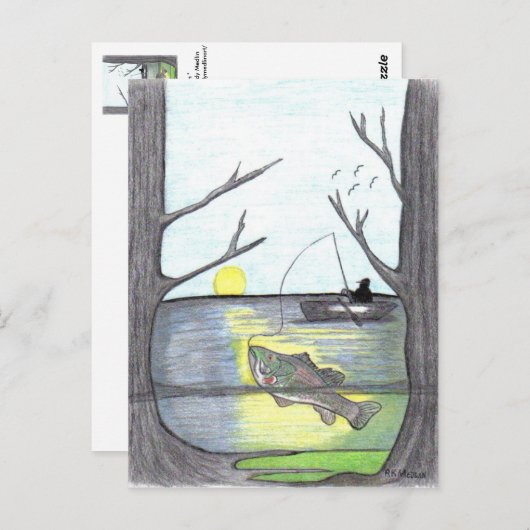 " Le pêcheur " Carte postale (Devant / Derrière)