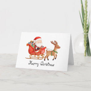 Le Père Noël arrive Carte de vœux fantaisiste