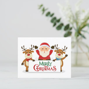 Le Père Noël avec sa carte postale de rennes