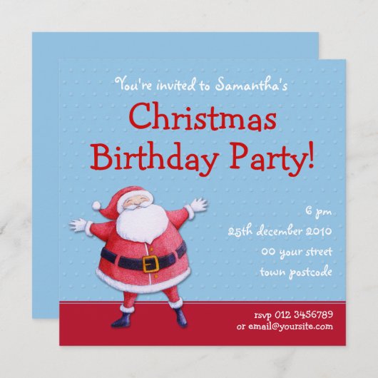 Le Père Noël bleu Noël Invitation de Noël (Devant / Derrière)