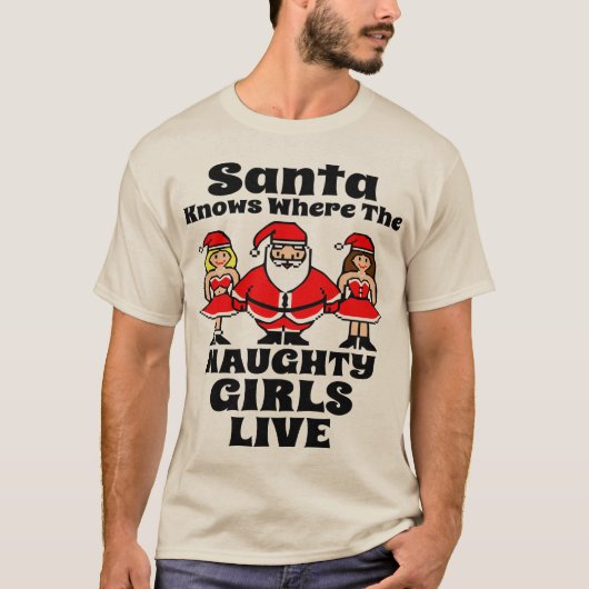 Le père noël connaît le T-shirt vilain de filles (Devant)
