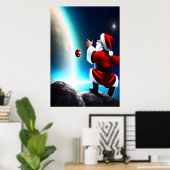 Le Père Noël dans l'espace | AI Art Poster (Bureau à domicile)