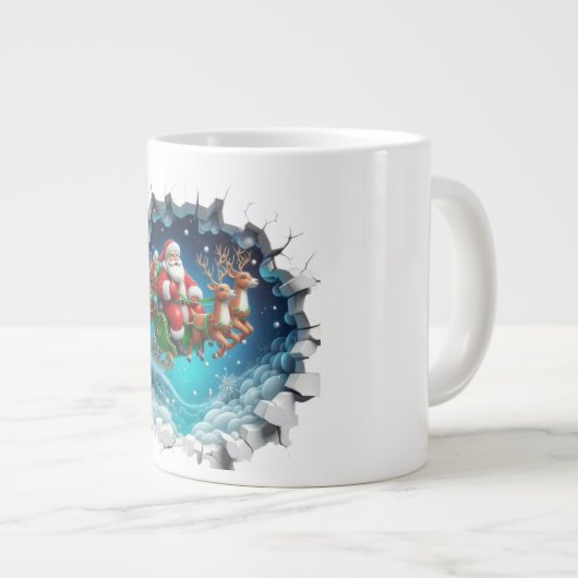 Le Père Noël en 3D sur une tasse de spécialités de (Devant droit)