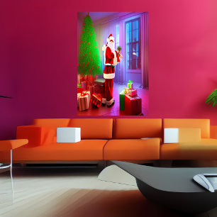 Le Père Noël et le sapin de Noël   AI Art Poster