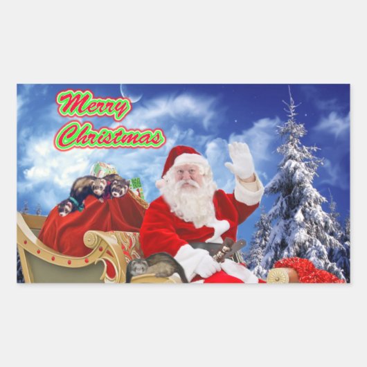 Le Père Noël et ses furets Stickers de vacances (Devant)