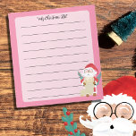Le Père Noël Vérifie Sa Liste Bloc-Notes Rose<br><div class="desc">Bloc-notes rose de Noël mignon avec une aquarelle Santa Claus.Personnalisez-le avec votre texte ou votre nom. © ArianeC Illustrations-Tous droits réservés</div>