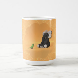 Le perroquet rencontre une tasse de café d'éléphan
