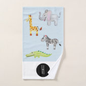 Le petit bébé Safari en herbe Monogramme et nom de (Serviette à main)