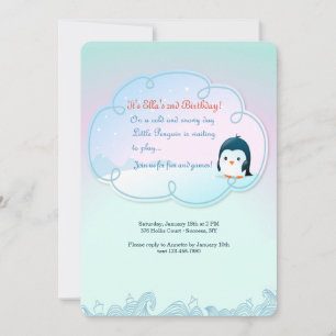 Le petit pingouin veut jouer invitation