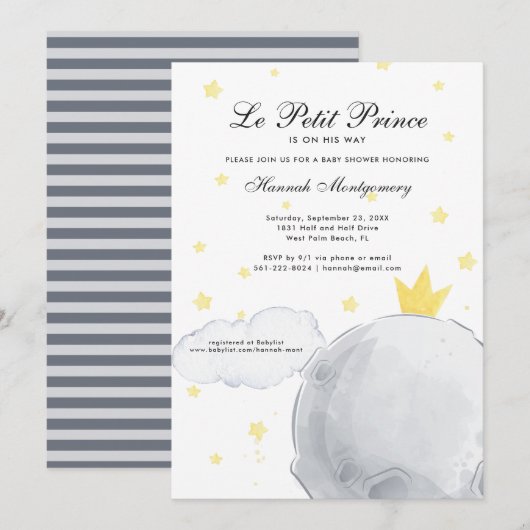 Le Petit Prince | Invitation Baby shower (Devant / Derrière)