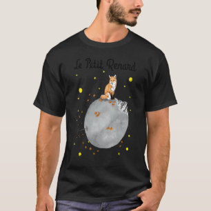 Le Petit Renard Fox Maan Ruimte Heelal Planeten Fa T-shirt