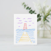 Le phare et la carte postale du quai (Debout devant)