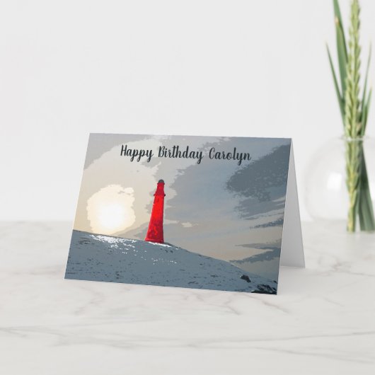 Le phare rouge, carte d'anniversaire, personnalisé (Devant)