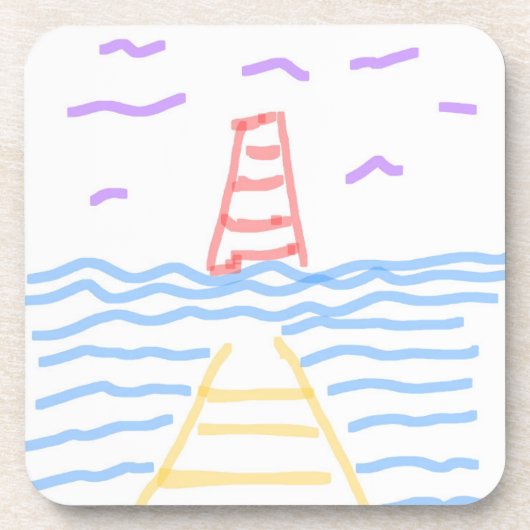 Le phare rouge et le dessous de verre de la jetée (Devant)
