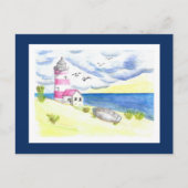 Le phare sur la carte postale de plage (Devant)