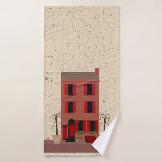 Le Pierre Rouge Avec Serviettes En Arbre Posé (Serviette de bain)